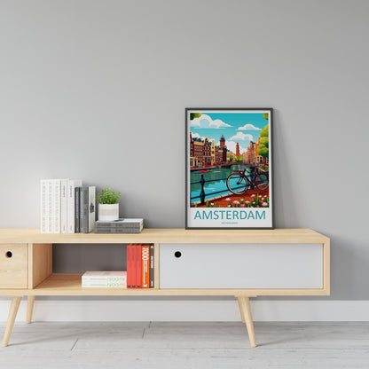 Amsterdam Travel Print Wall Art Amsterdam Wall Hanging Home Décor Amsterdam Gift Art Lovers Netherlands Art Lover Gift Amsterdam Decor