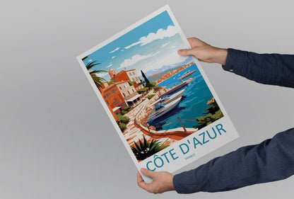 Cote D'azur Travel Print Wall Art Cote D'azur Wall Hanging Home Decor Cote D'azur France Gift Art Lovers Wall Art Print Art Cote D'azur