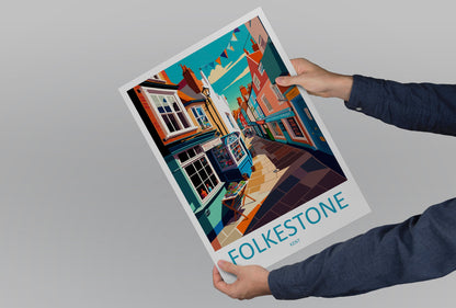 Folkestone Travel Print Wall Art Folkestone Wall Hanging Home Décor Folkestone Gift Art Lovers England Art Lover Gift Print Artwork Kent Art