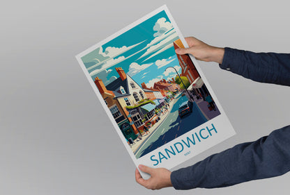 Sandwich Travel Print Wall Art Sandwich Wall Hanging Home Décor Sandwich Gift Art Lovers England Art Lover Gift Print Artwork Kent Art