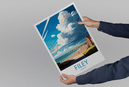 Filey Travel Print Wall Art Filey Wall Hanging Home Décor Filey Gift Art Lovers England Art Lover Gift Print Artwork Yorkshire Artwork