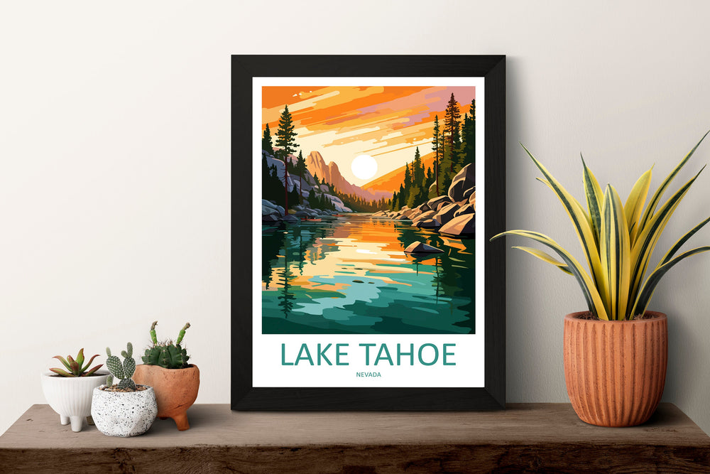 Lake Tahoe Travel Print Wall Art Lake Tahoe Wall Hanging Home Décor Lake Tahoe Gift Art Lovers Nevada Art Lover Gift Lake Tahoe Decor