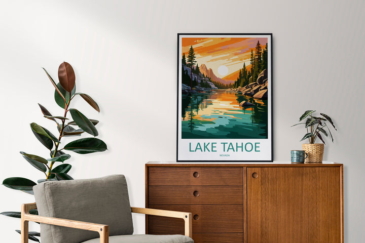Lake Tahoe Travel Print Wall Art Lake Tahoe Wall Hanging Home Décor Lake Tahoe Gift Art Lovers Nevada Art Lover Gift Lake Tahoe Decor