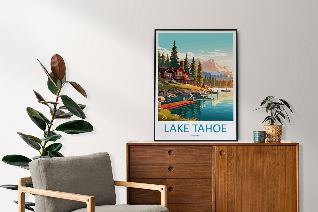 Lake Tahoe Travel Print Wall Art Lake Tahoe Wall Hanging Home Décor Lake Tahoe Gift Art Lovers Nevada Art Lover Gift Lake Tahoe Decor