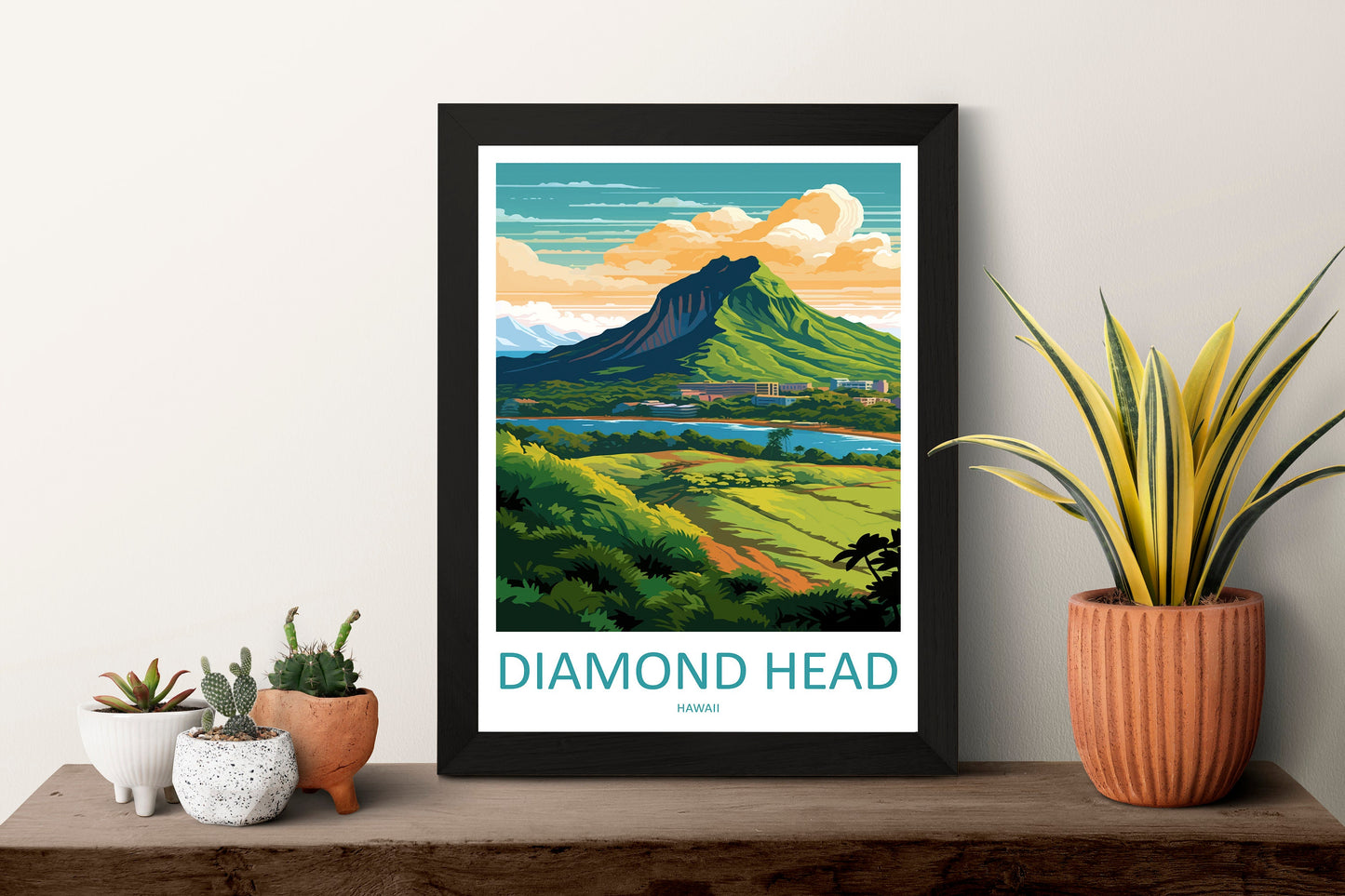 Diamond Head Travel Print Wall Art Diamond Head Wall Hanging Home Décor Diamond Head Gift Art Lovers Hawaii Art Lover Gift Print Artwork
