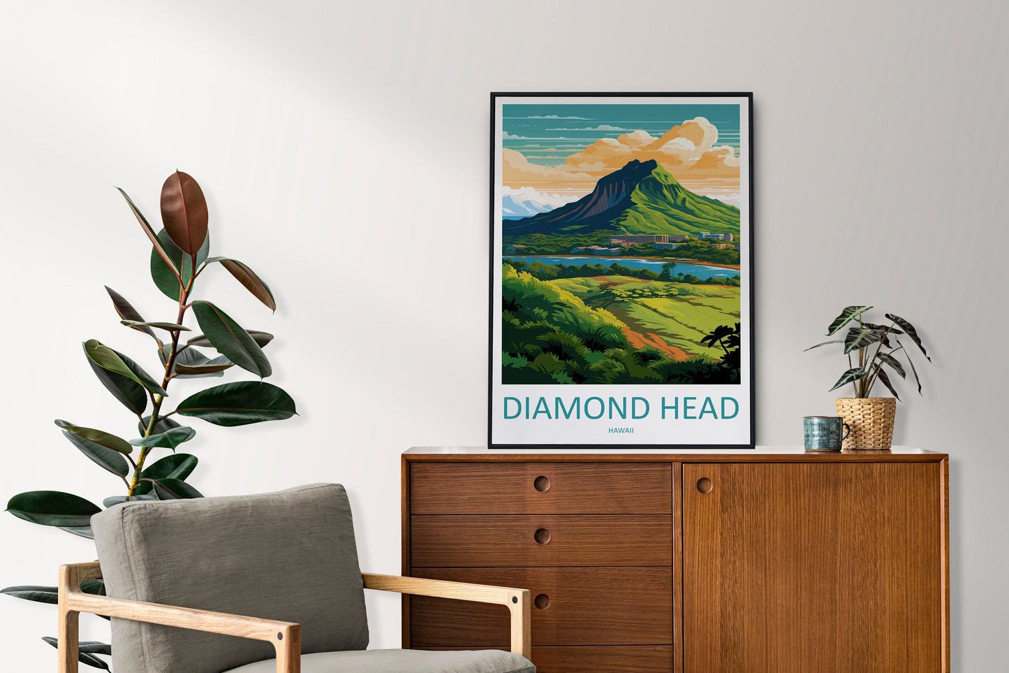 Diamond Head Travel Print Wall Art Diamond Head Wall Hanging Home Décor Diamond Head Gift Art Lovers Hawaii Art Lover Gift Print Artwork