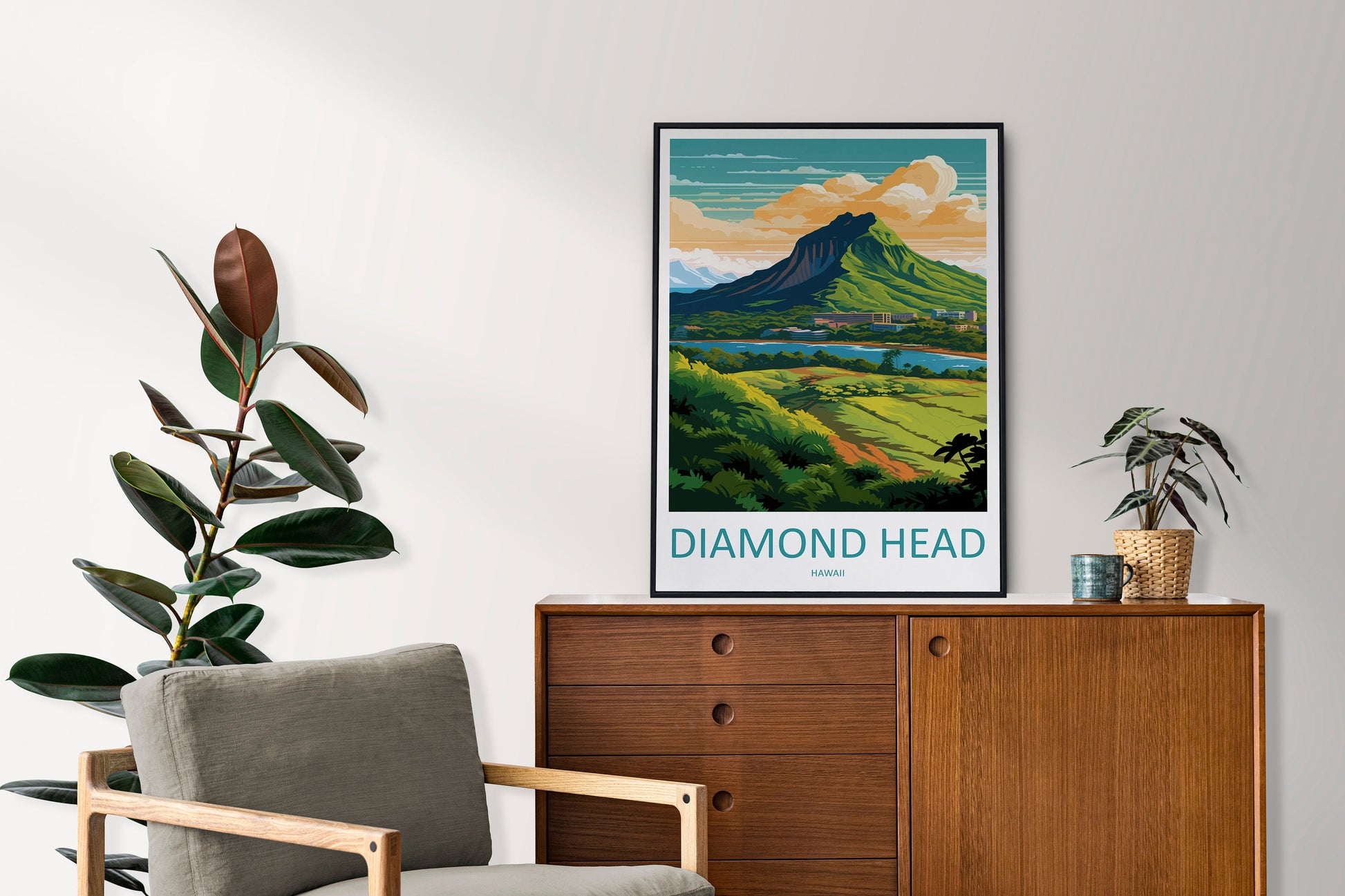Diamond Head Travel Print Wall Art Diamond Head Wall Hanging Home Décor Diamond Head Gift Art Lovers Hawaii Art Lover Gift Print Artwork