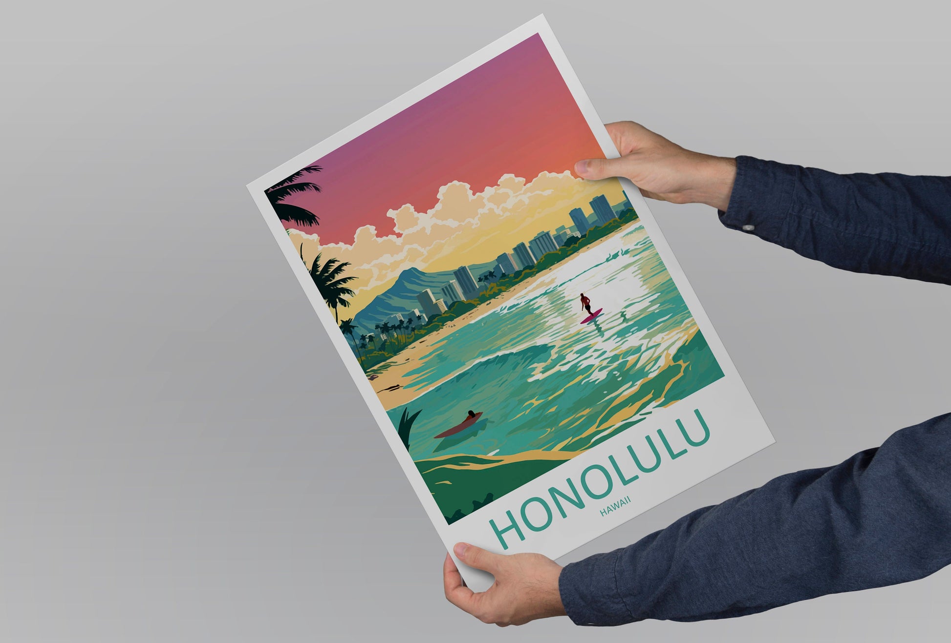 Honolulu Travel Print Wall Art Honolulu Wall Hanging Home Décor Honolulu Gift Art Lovers Hawaii Art Lover Gift Print Artwork