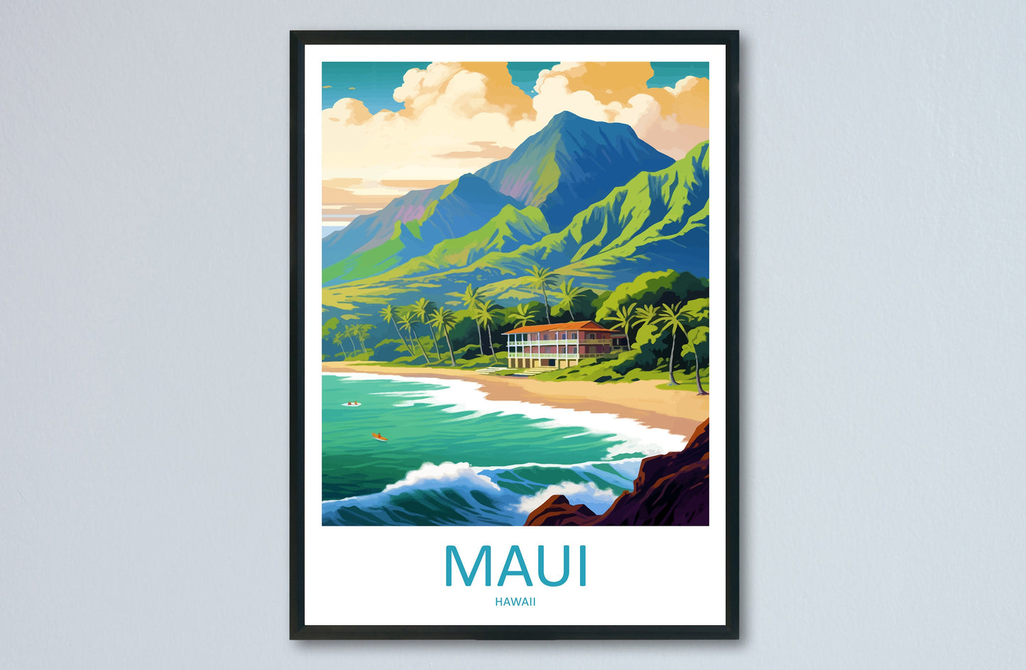 Maui Travel Print Wall Art Maui Wall Hanging Home Décor Maui Gift Art Lovers Hawaii Art Lover Gift Print Artwork