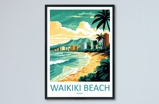 Waikiki Beach Travel Print Wall Art Waikiki Beach Wall Hanging Home Décor Waikiki Beach Gift Art Lovers Hawaii Art Lover Gift Print Artwork