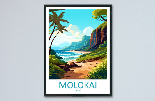 Molokai Travel Print Wall Art Molokai Wall Hanging Home Décor Molokai Gift Art Lovers Hawaii Art Lover Gift Print Artwork
