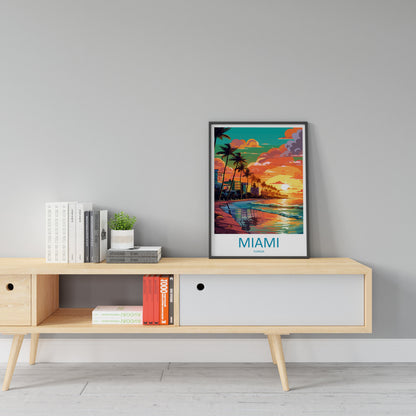 Miami Beach Travel Print Wall Art Miami Beach Wall Hanging Home Décor Miami Beach Gift Art Lovers Florida Art Lover Gift Florida Print