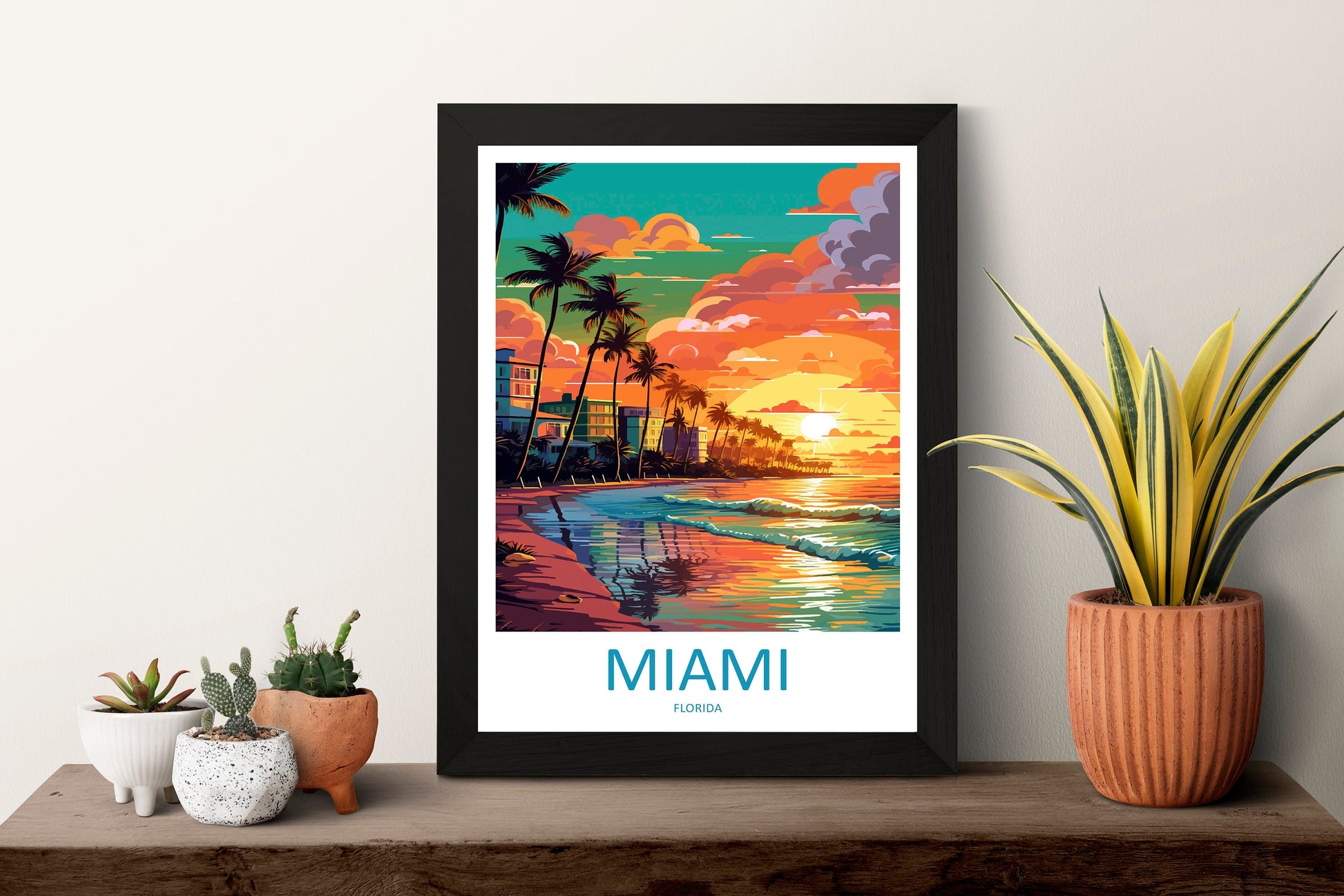 Miami Beach Travel Print Wall Art Miami Beach Wall Hanging Home Décor Miami Beach Gift Art Lovers Florida Art Lover Gift Florida Print