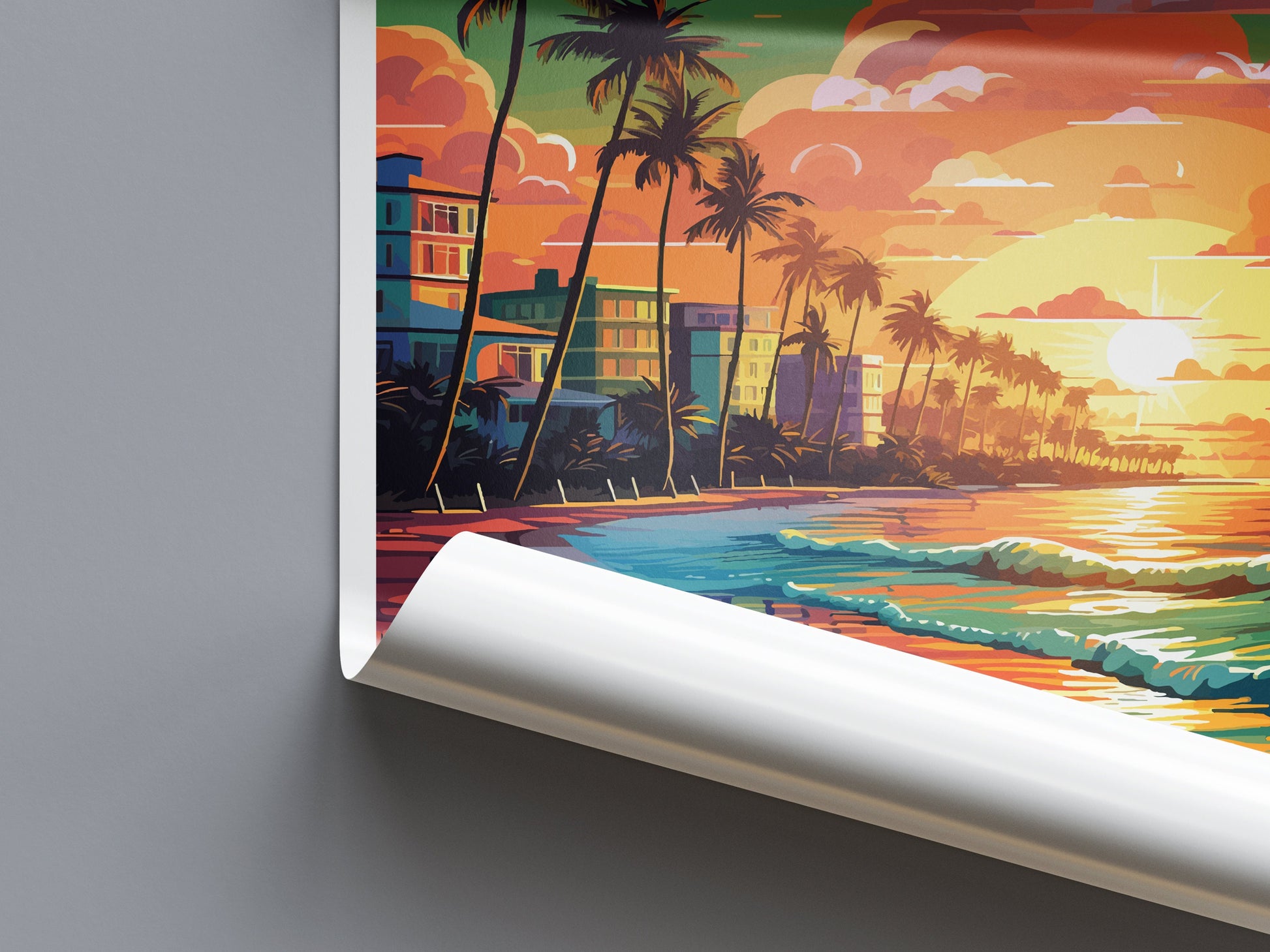 Miami Beach Travel Print Wall Art Miami Beach Wall Hanging Home Décor Miami Beach Gift Art Lovers Florida Art Lover Gift Florida Print