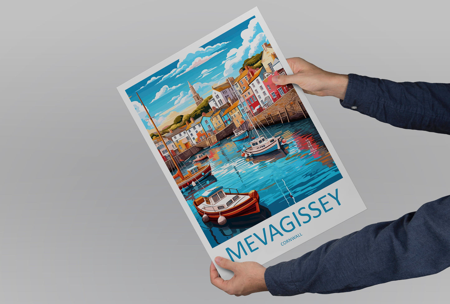 Mevagissey Travel Print Wall Art Mevagissey Wall Hanging Home Décor Mevagissey Gift Art Lovers England Art Lover Gift Mevagissey Poster