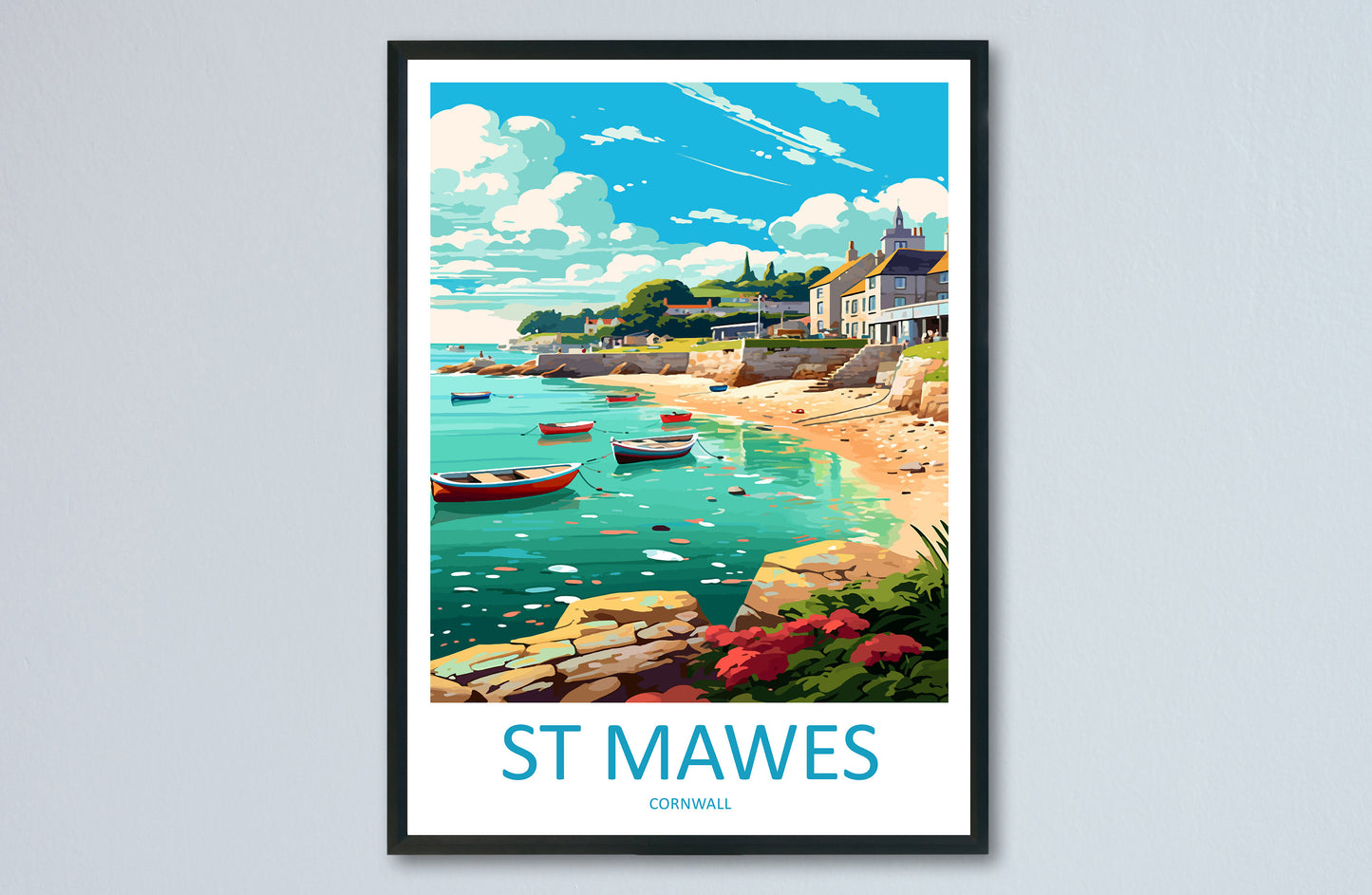 St Mawes Travel Print Wall Art St Mawes Wall Hanging Home Décor St Mawes Gift Art Lovers England Art Lover Gift St Mawes Travel Décor