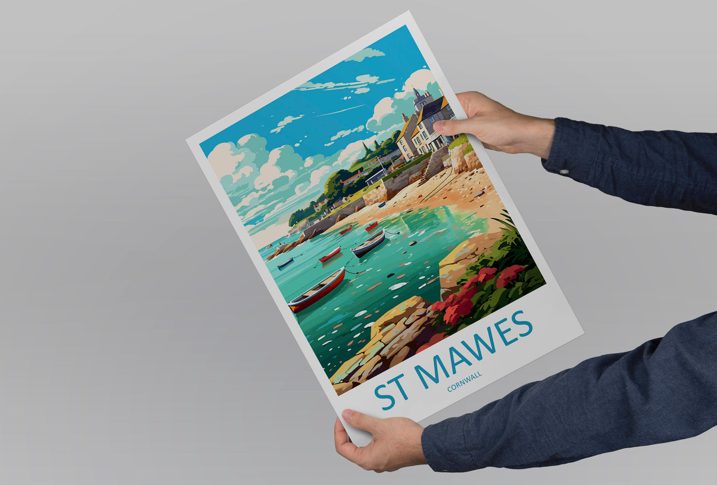 St Mawes Travel Print Wall Art St Mawes Wall Hanging Home Décor St Mawes Gift Art Lovers England Art Lover Gift St Mawes Travel Décor
