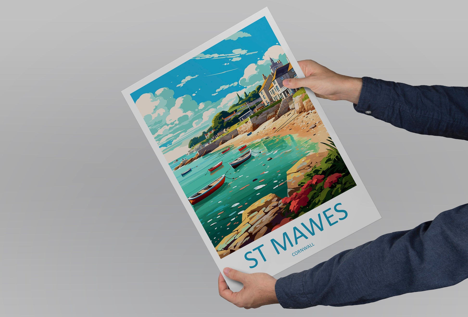 St Mawes Travel Print Wall Art St Mawes Wall Hanging Home Décor St Mawes Gift Art Lovers England Art Lover Gift St Mawes Travel Décor