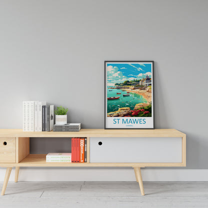 St Mawes Travel Print Wall Art St Mawes Wall Hanging Home Décor St Mawes Gift Art Lovers England Art Lover Gift St Mawes Travel Décor
