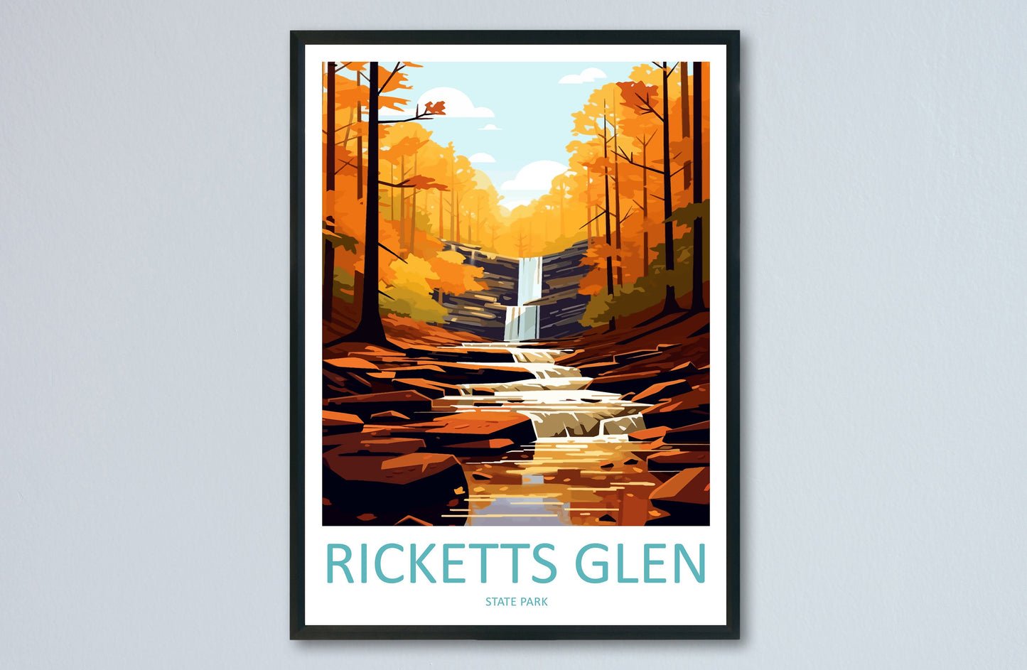 Ricketts Glen State Park Travel Print Wall Art Ricketts Glen Wall Hanging Home Décor Ricketts Glen Gift Art Lovers Pennsylvania Art Lover