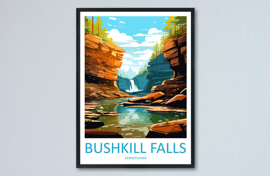 Bushkill Falls Travel Print Wall Art Bushkill Falls Wall Hanging Home Décor Bushkill Falls Gift Art Lovers Pennsylvania Art
