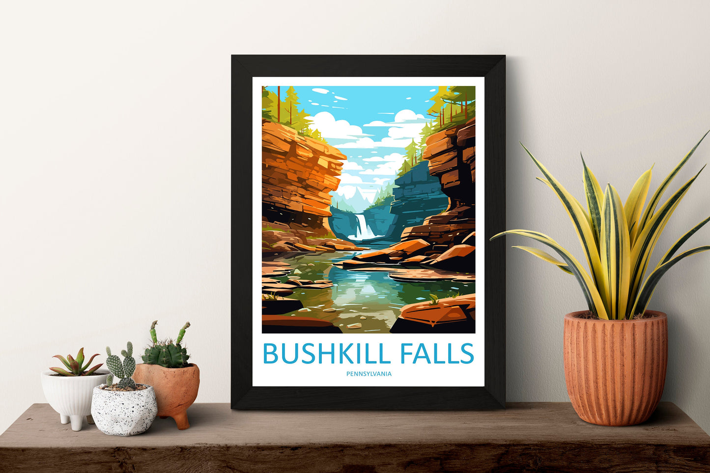 Bushkill Falls Travel Print Wall Art Bushkill Falls Wall Hanging Home Décor Bushkill Falls Gift Art Lovers Pennsylvania Art