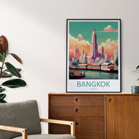 Bangkok Travel Print Wall Art Bangkok Wall Hanging Home Decor Bangkok Gift Art Lovers Wall Art Thailand Travel Print Gift Thai Travel Art