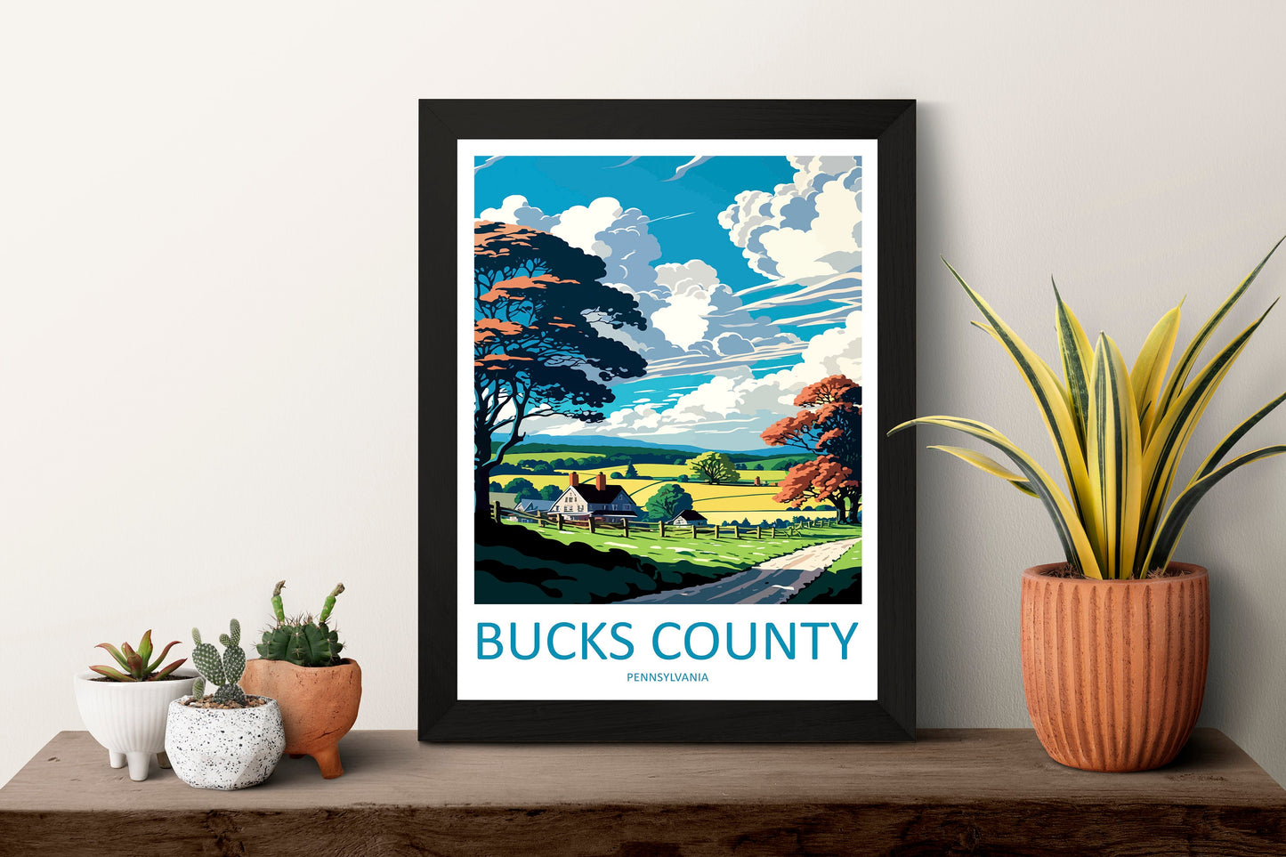Bucks County Travel Print Wall Art Bucks County Wall Hanging Home Décor Bucks County Gift Art Lovers Pennsylvania Art Lover Travel Art
