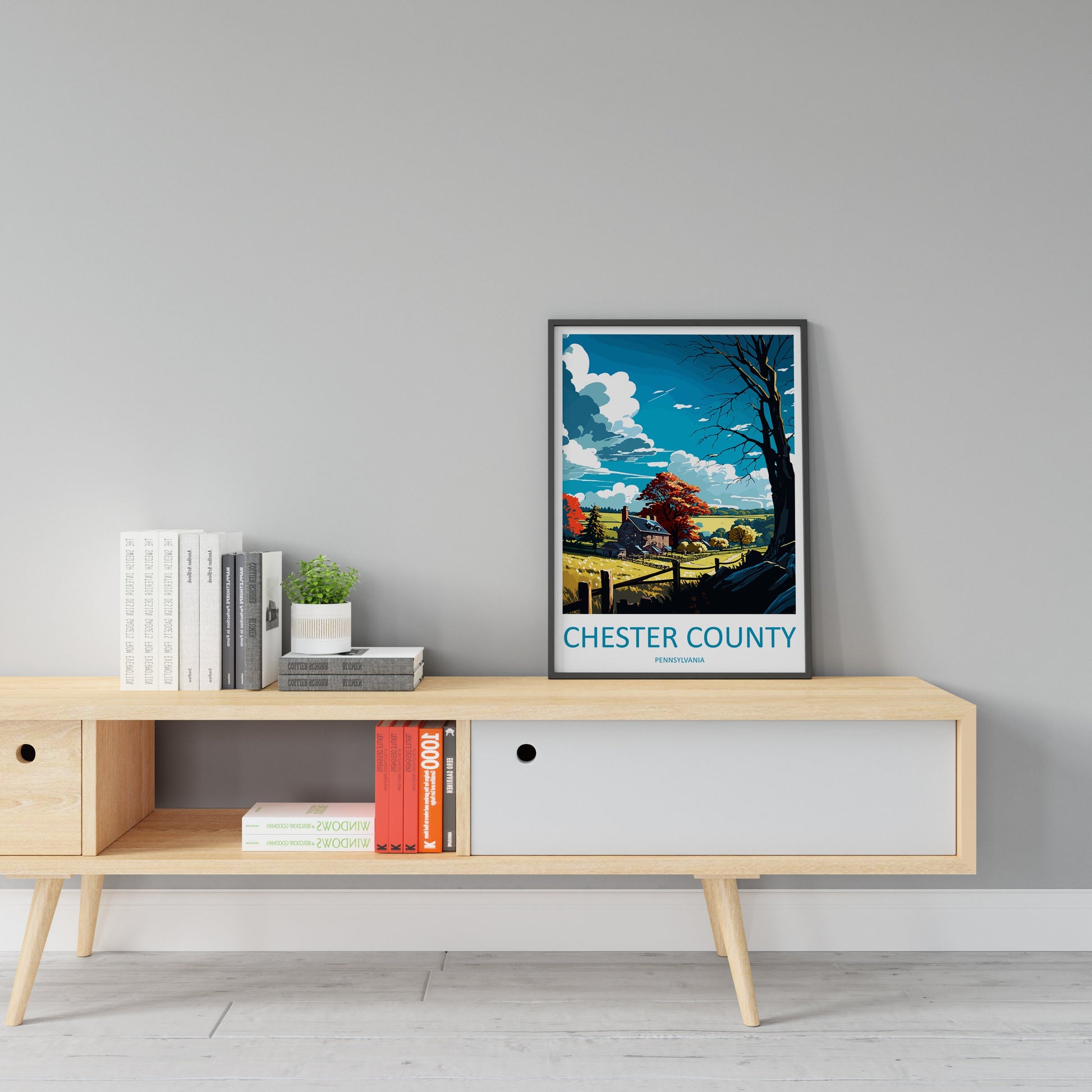 Chester County Travel Print Wall Art Chester County Wall Hanging Home Décor Chester County Gift Art Lovers Pennsylvania Art Lover Travel Art