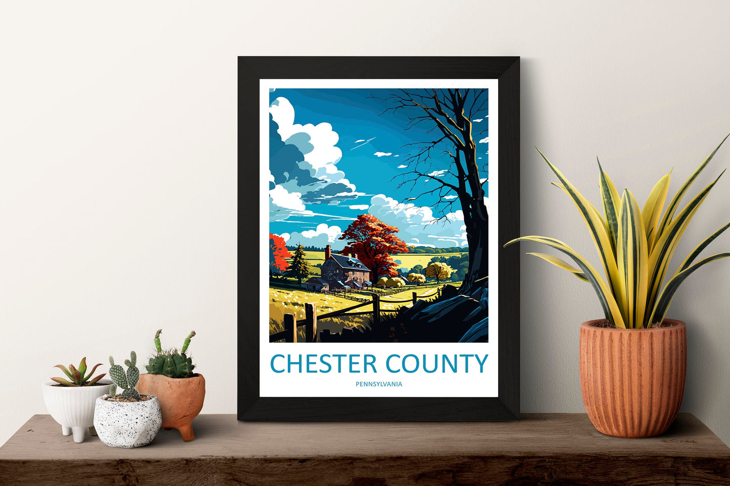 Chester County Travel Print Wall Art Chester County Wall Hanging Home Décor Chester County Gift Art Lovers Pennsylvania Art Lover Travel Art
