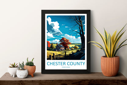 Chester County Travel Print Wall Art Chester County Wall Hanging Home Décor Chester County Gift Art Lovers Pennsylvania Art Lover Travel Art