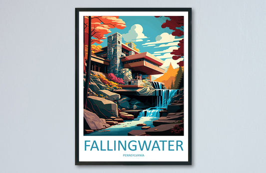 Fallingwater Travel Print Wall Art Fallingwater Wall Hanging Home Décor Fallingwater Gift Art Lovers Pennsylvania Art Lover Travel Art