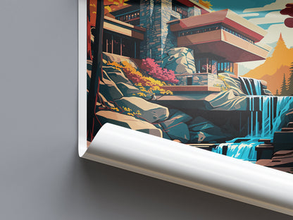 Fallingwater Travel Print Wall Art Fallingwater Wall Hanging Home Décor Fallingwater Gift Art Lovers Pennsylvania Art Lover Travel Art