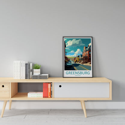 Greensburg Travel Print Wall Art Greensburg Wall Hanging Home Décor Greensburg Gift Art Lovers Pennsylvania Art Lover Travel Art