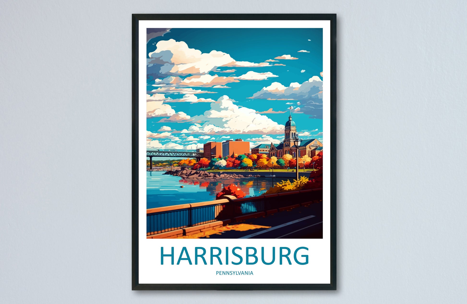 Harrisburg Travel Print Wall Art Harrisburg Wall Hanging Home Décor Harrisburg Gift Art Lovers Pennsylvania Art Lover Travel Art