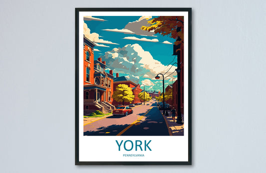 York Travel Print Wall Art York Wall Hanging Home Décor York Gift Art Lovers Pennsylvania Travel Poster Art
