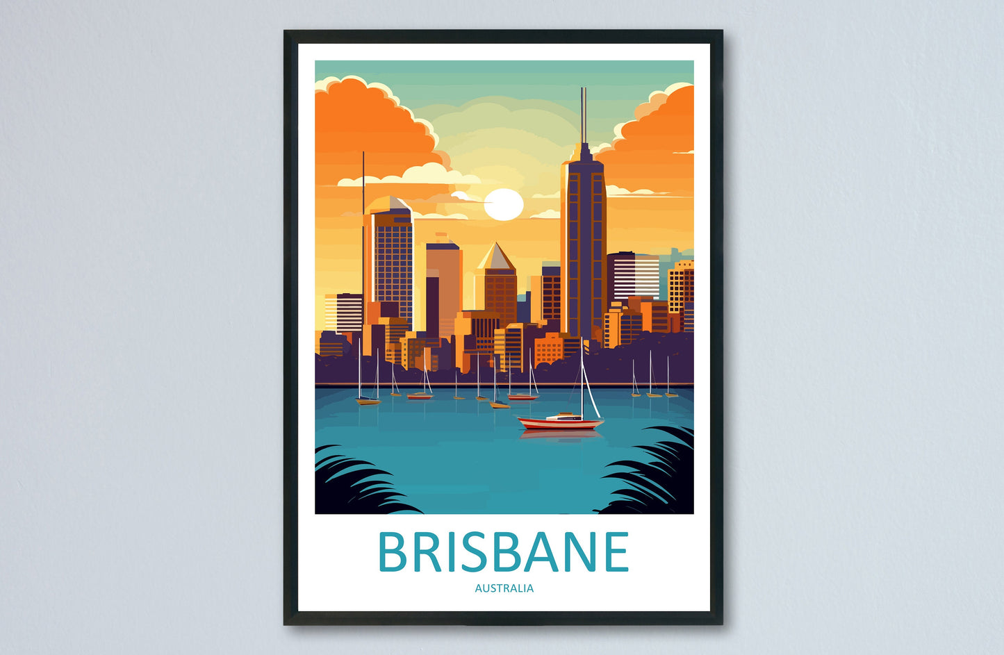 Brisbane Travel Print Wall Art Brisbane Wall Hanging Home Décor Brisbane Gift Art Lovers Wall Art Australia Travel Print Brisbane Decor