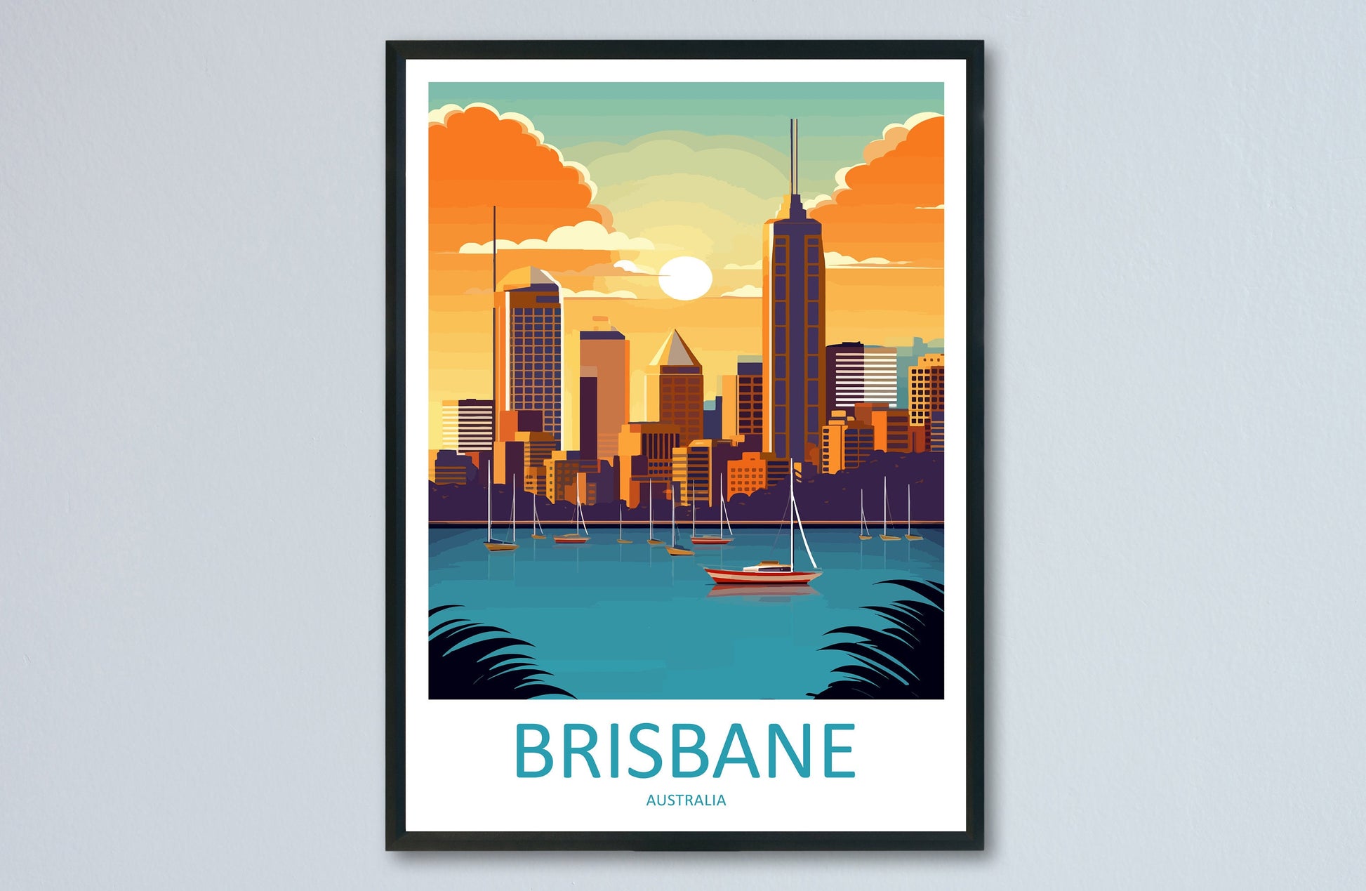 Brisbane Travel Print Wall Art Brisbane Wall Hanging Home Décor Brisbane Gift Art Lovers Wall Art Australia Travel Print Brisbane Decor