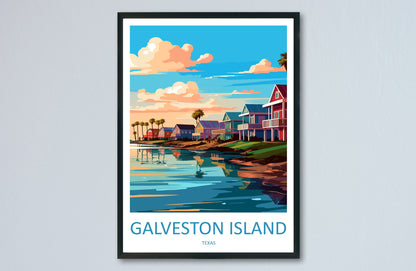Galveston Island Travel Print Wall Art Galveston Island Wall Hanging Home Décor Galveston Island Gift Art Lovers Texas Art Lover Gift Texas