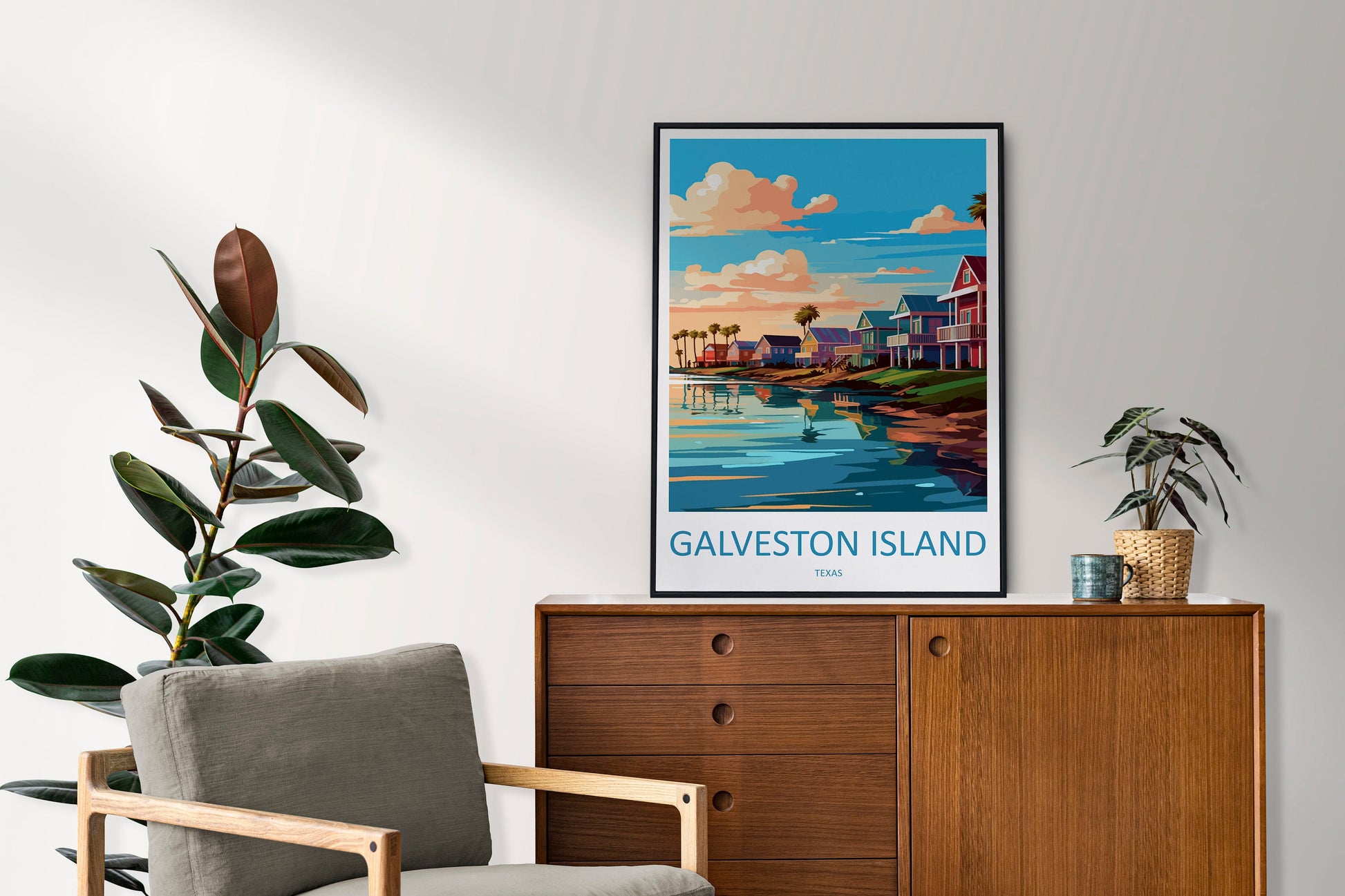 Galveston Island Travel Print Wall Art Galveston Island Wall Hanging Home Décor Galveston Island Gift Art Lovers Texas Art Lover Gift Texas