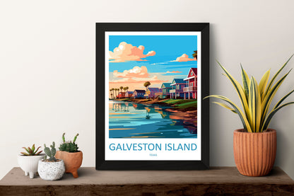 Galveston Island Travel Print Wall Art Galveston Island Wall Hanging Home Décor Galveston Island Gift Art Lovers Texas Art Lover Gift Texas