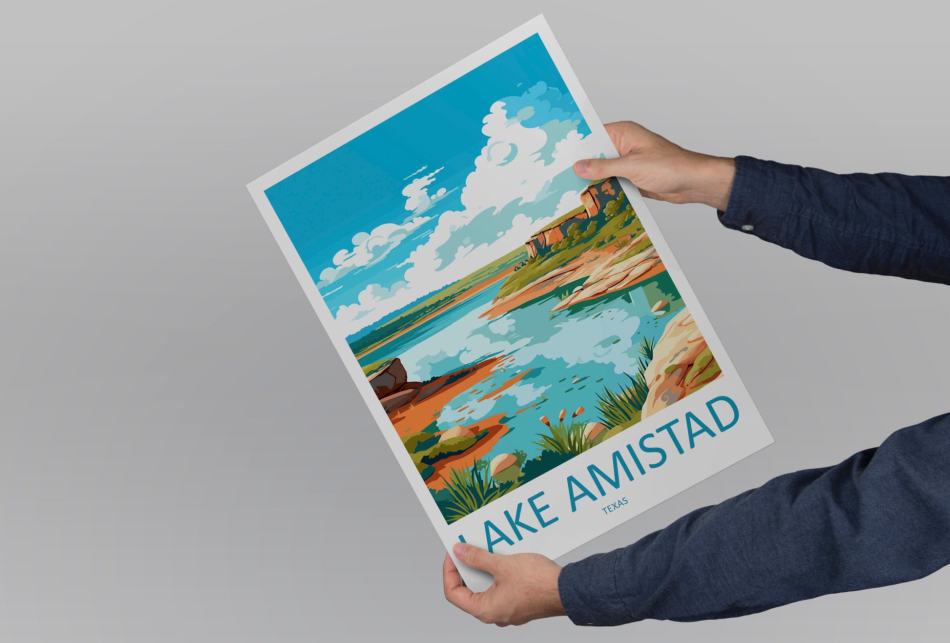 Lake Amistad Travel Print Wall Art Lake Amistad Wall Hanging Home Décor Lake Amistad Gift Art Lovers Texas Art Lover Gift Texas Travel Print