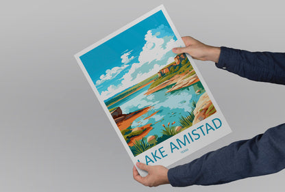 Lake Amistad Travel Print Wall Art Lake Amistad Wall Hanging Home Décor Lake Amistad Gift Art Lovers Texas Art Lover Gift Texas Travel Print