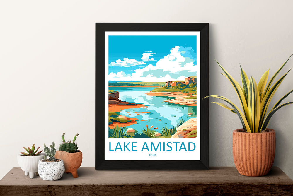 Lake Amistad Travel Print Wall Art Lake Amistad Wall Hanging Home Décor Lake Amistad Gift Art Lovers Texas Art Lover Gift Texas Travel Print
