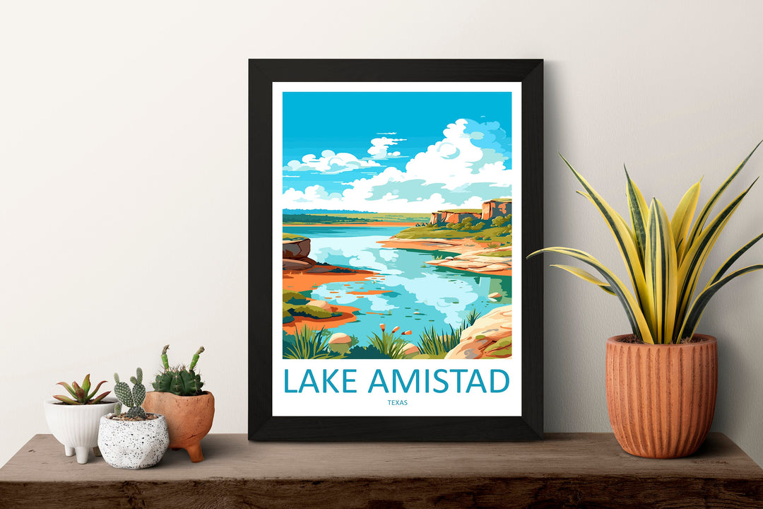 Lake Amistad Travel Print Wall Art Lake Amistad Wall Hanging Home Décor Lake Amistad Gift Art Lovers Texas Art Lover Gift Texas Travel Print