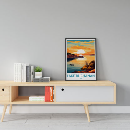 Lake Buchanan Travel Print Wall Art Lake Buchanan Wall Hanging Home Décor Lake Buchanan Gift Art Lovers Texas Art Lover Gift Texas