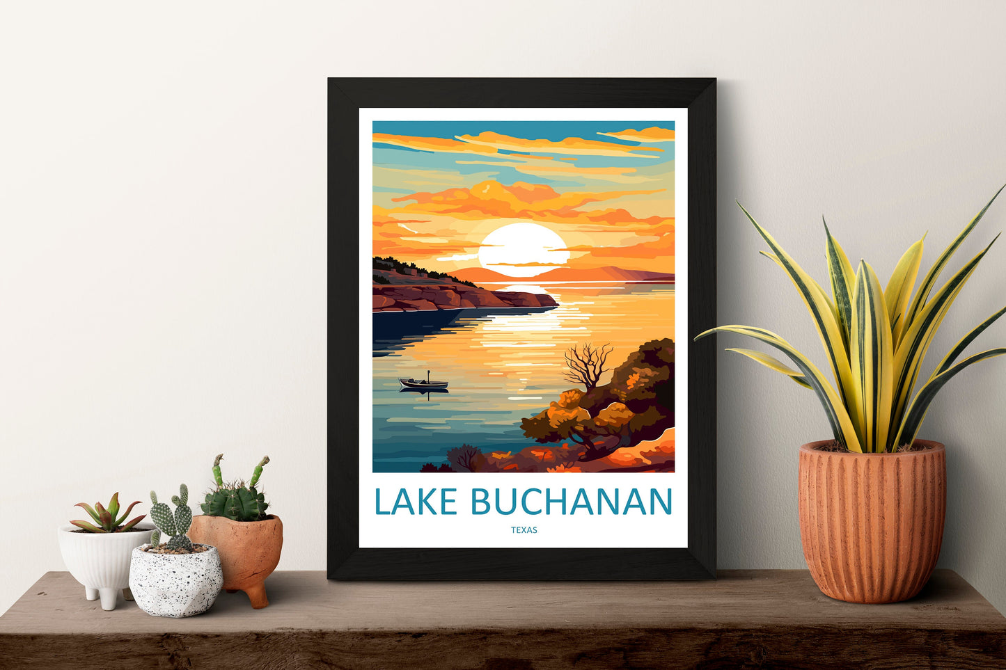 Lake Buchanan Travel Print Wall Art Lake Buchanan Wall Hanging Home Décor Lake Buchanan Gift Art Lovers Texas Art Lover Gift Texas