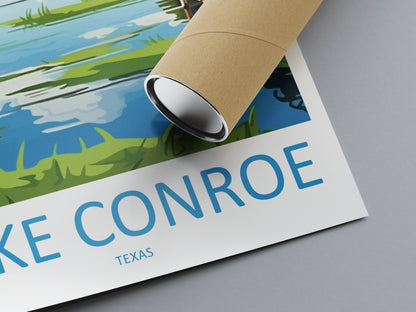 Lake Conroe Travel Print Wall Art Lake Conroe Wall Hanging Home Décor Lake Conroe Gift Art Lovers Texas Art Lover Gift Texas Travel Print