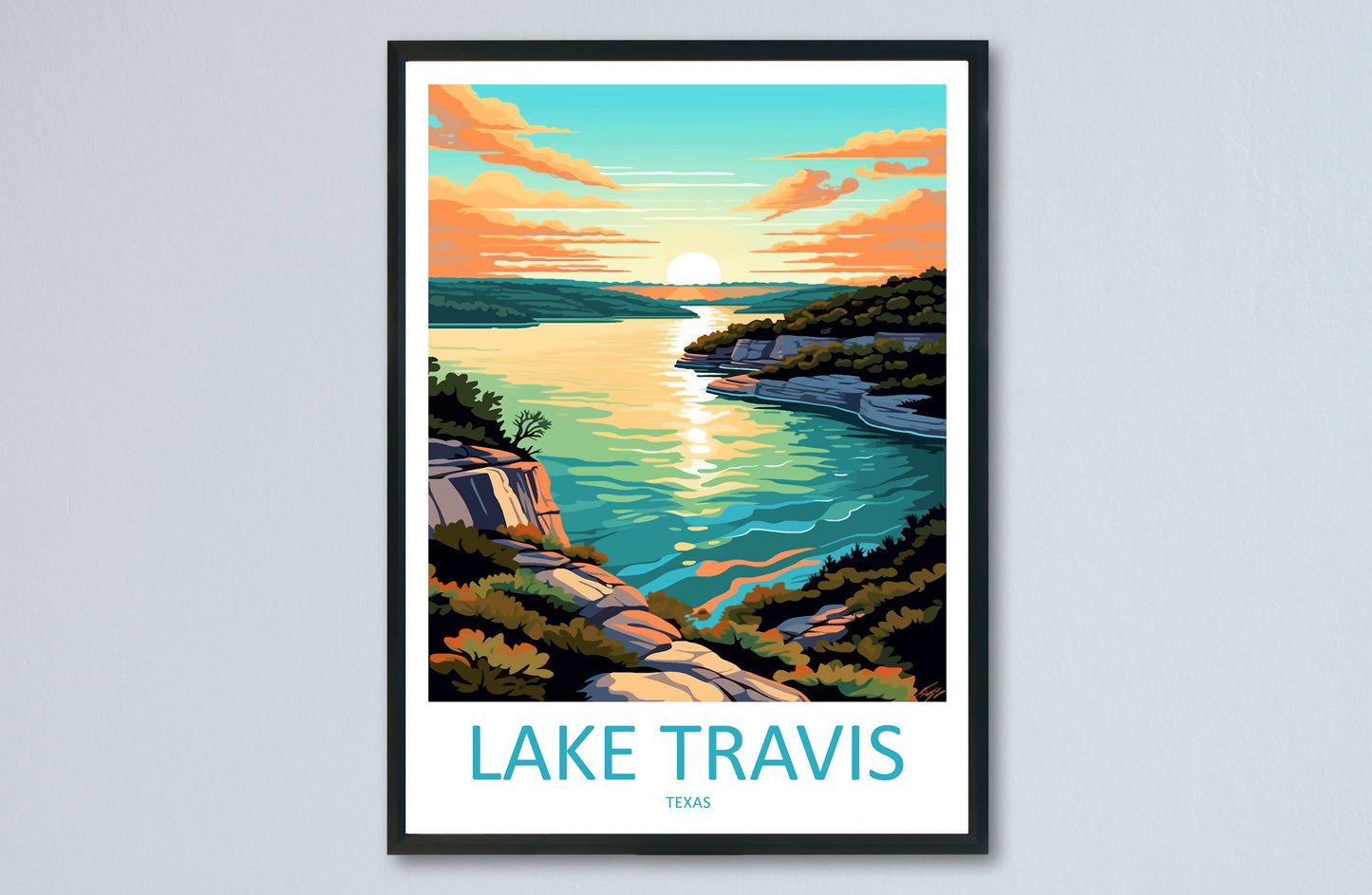 Lake Travis Travel Print Wall Art Lake Travis Wall Hanging Home Décor Lake Travis Gift Art Lovers Texas Art Lover Gift Texas