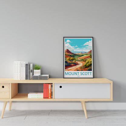 Mount Scott Travel Print Wall Art Mount Scott Wall Hanging Home Décor Mount Scott Gift Art Lovers Texas Art Lover Gift Texas